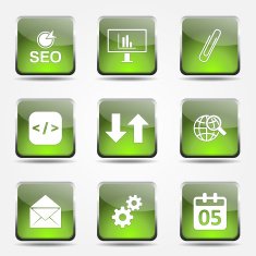 SEO Internet Sign Square Vector Green Icon Design Set 6 N9