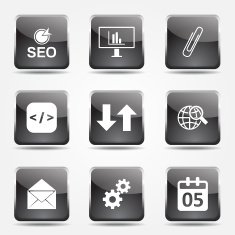 SEO Internet Sign Square Vector Black Icon Design Set 6 N9