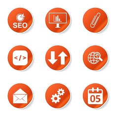 SEO Internet Sign Orange Vector Button Icon Design Set 6 N6