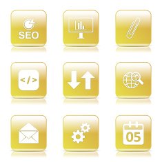 SEO Internet Sign Square Vector Yellow Icon Design Set 6 N9