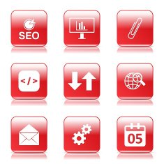 SEO Internet Sign Square Vector Red Icon Design Set 6 N9