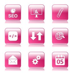 SEO Internet Sign Square Vector Pink Icon Design Set 6 N10