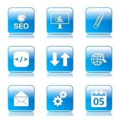 SEO Internet Sign Square Vector Blue Icon Design Set 6 N8