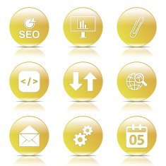 SEO Internet Sign Yellow Vector Button Icon Design Set 6 N6