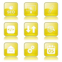 SEO Internet Sign Square Vector Yellow Icon Design Set 6 N10
