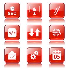SEO Internet Sign Square Vector Red Icon Design Set 6 N10
