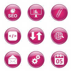 SEO Internet Sign Pink Vector Button Icon Design Set 6 N9