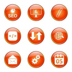 SEO Internet Sign Orange Vector Button Icon Design Set 6 N8