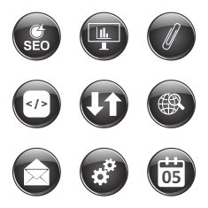 SEO Internet Sign Black Vector Button Icon Design Set 6 N9