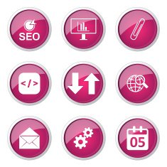 SEO Internet Sign Pink Vector Button Icon Design Set 6 N11