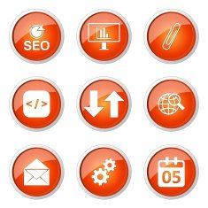 SEO Internet Sign Orange Vector Button Icon Design Set 6 N10