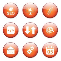 SEO Internet Sign Orange Vector Button Icon Design Set 6 N12