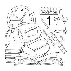 Vector cartoon style line-art school icons