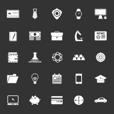 Businessman item icons on gray background
