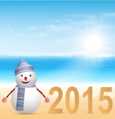 New Year 2015 background with a snowman