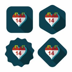 Valentine's Day February fourteen flat icon with long shadow eps N14