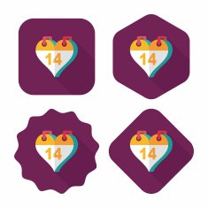 Valentine's Day February fourteen flat icon with long shadow eps N16