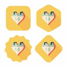 Valentine's Day February fourteen flat icon with long shadow eps N17