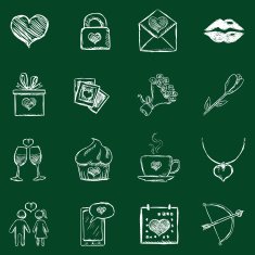 Vector Set of Chalk Valentine Icons