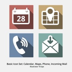 Basic Icon Set Calendar Maps Phone Incoming Mail