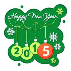 Christmas ball with 2015 new year and snowflakes