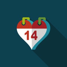 Valentine's Day February fourteen flat icon with long shadow eps N18