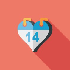Valentine's Day February fourteen flat icon with long shadow eps N19