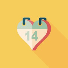 Valentine's Day February fourteen flat icon with long shadow eps N21