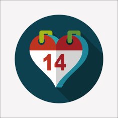 Valentine's Day February fourteen flat icon with long shadow eps N22