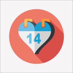 Valentine's Day February fourteen flat icon with long shadow eps N23