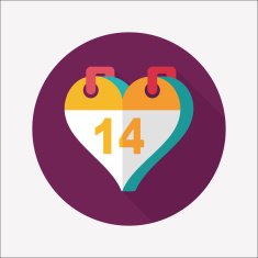 Valentine's Day February fourteen flat icon with long shadow eps N24