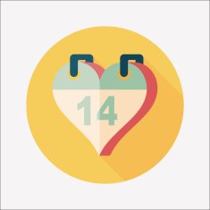 Valentine's Day February fourteen flat icon with long shadow eps N25