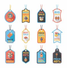 Chinese New Year tag flat banner background set eps10 N40
