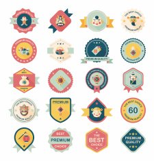 Chinese New Year badge flat banner design background set N46