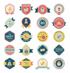 Chinese New Year badge flat banner design background set N47