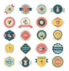Chinese New Year badge flat banner design background set N48