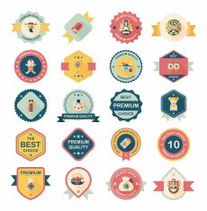 Chinese New Year badge flat banner design background set N49