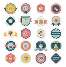 Chinese New Year badge flat banner design background set N51