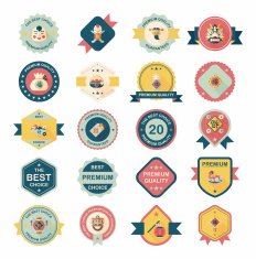Chinese New Year badge flat banner design background set N52