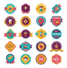 Chinese New Year badge flat banner design background set N53