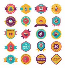 Chinese New Year badge flat banner design background set N54
