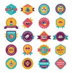 Chinese New Year badge flat banner design background set N56