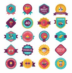 Chinese New Year badge flat banner design background set N59