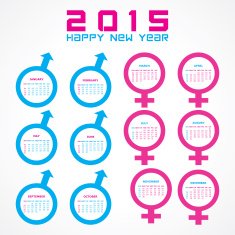 Calendar of 2015 with male and female symbol design