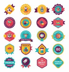 Chinese New Year badge flat banner design background set N60