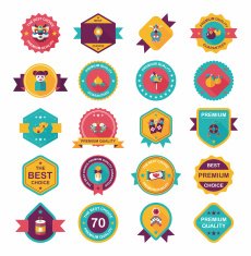 Chinese New Year badge flat banner design background set N61