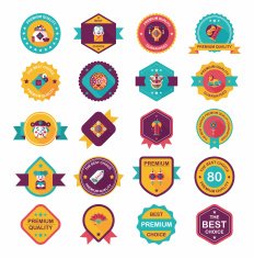 Chinese New Year badge flat banner design background set N62