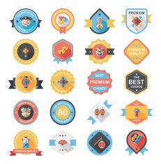 Chinese New Year badge flat banner design background set N65