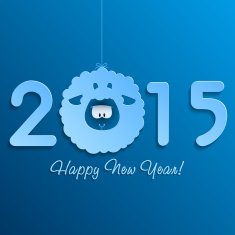 Symbol of New Year's lamb on blue