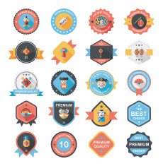 Chinese New Year badge flat banner design background set N68